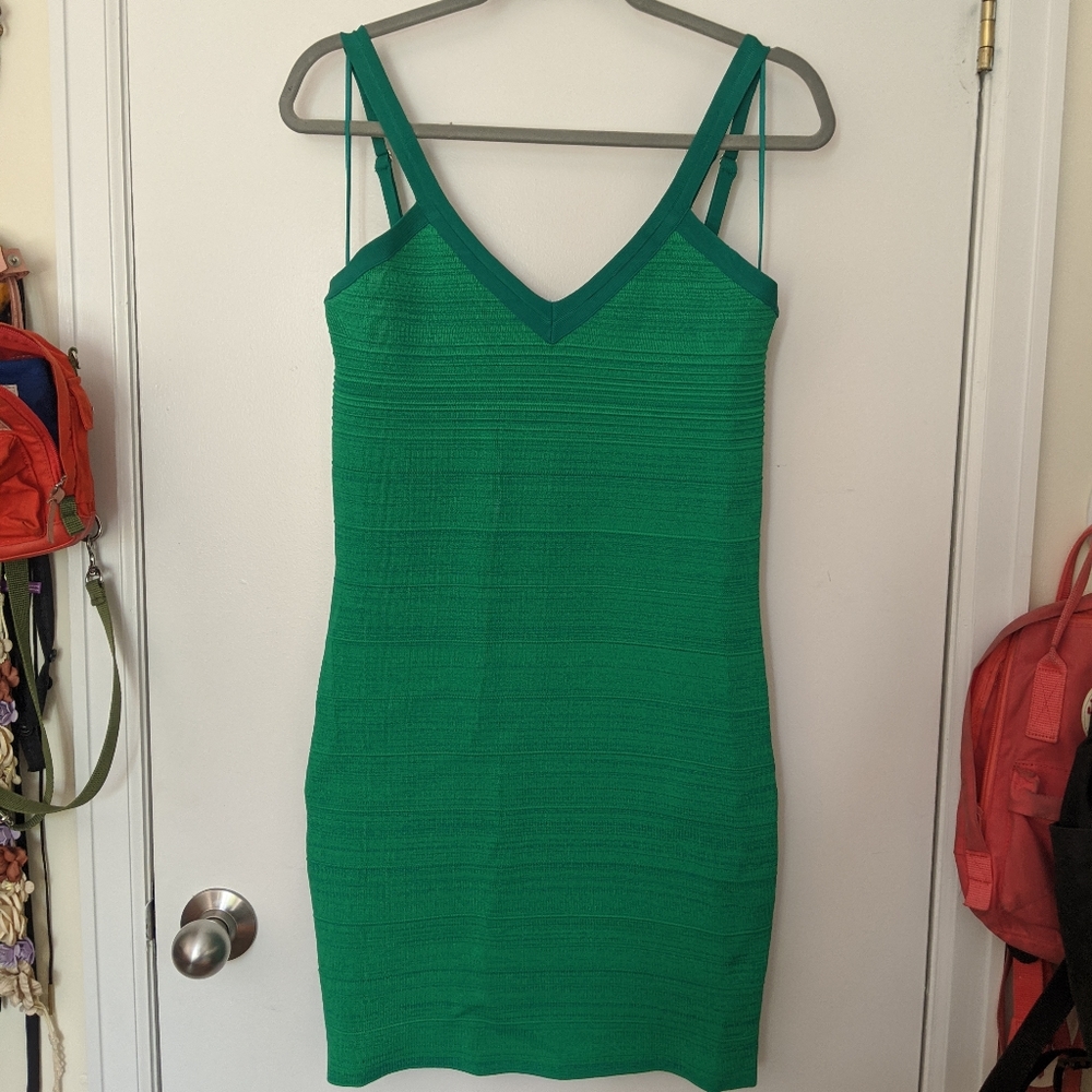 Guess Sleeveless Green Bandage Bodycon Dress